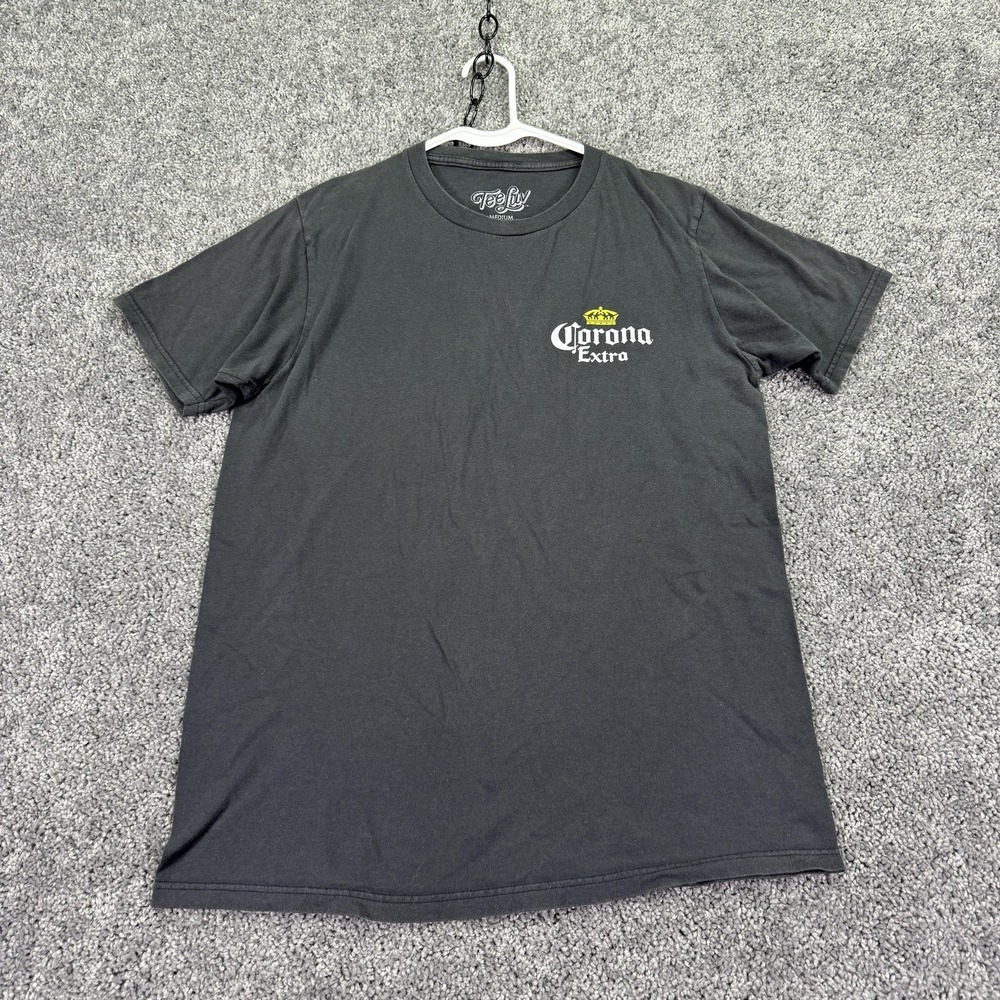 Corona Extra Shirt Mens Medium Gray Black Tee Luv Graphic Beer Bottle Tee Logo